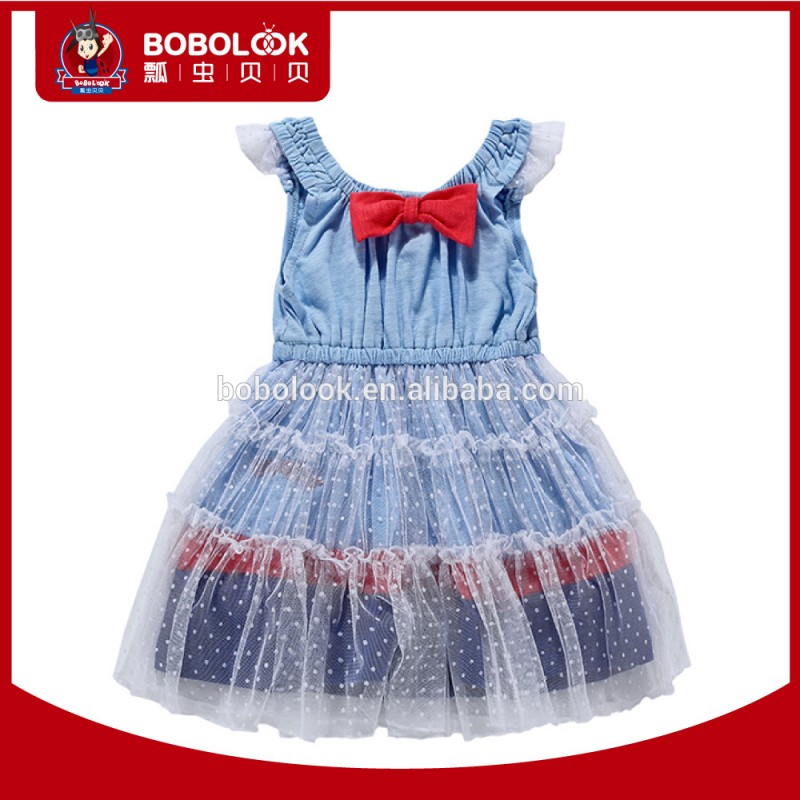 女の子ノースリーブなドレスを素敵かなり弓、 女の赤ちゃんのためのファンシードレス-ジュニア服（女）ドレス問屋・仕入れ・卸・卸売り