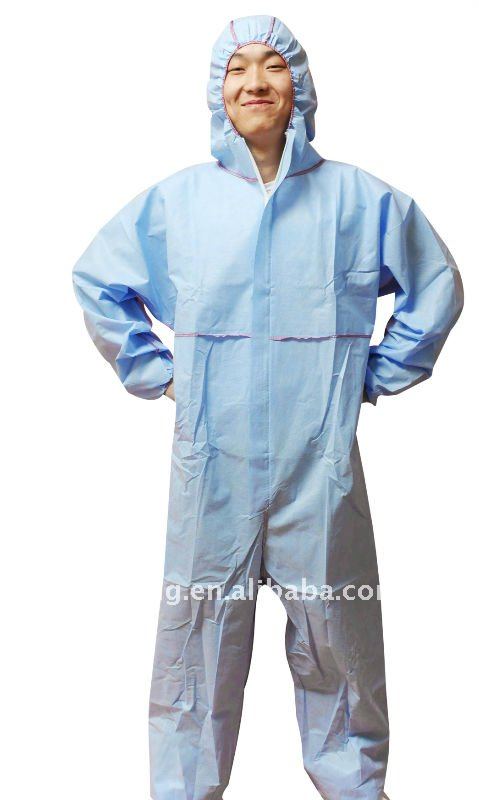 フード及び外側の継ぎ目が付いているSMSのつなぎ服-制服、作業服問屋・仕入れ・卸・卸売り