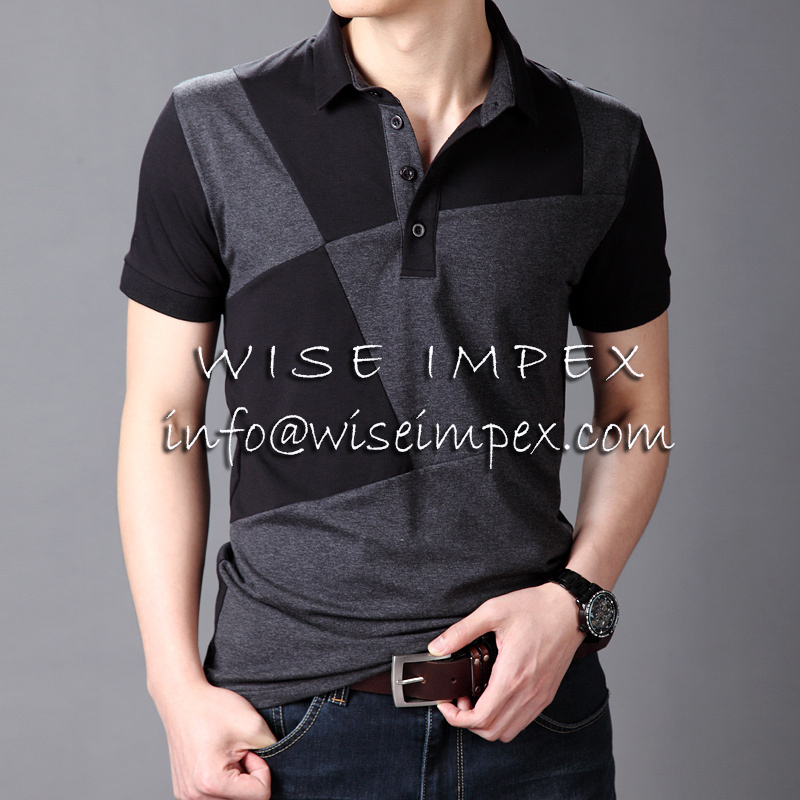 ブラックカットと縫うファッションカジュアルウェア男性男の子服ポロシャツシャツ-プラスサイズシャツ、ブラウス問屋・仕入れ・卸・卸売り
