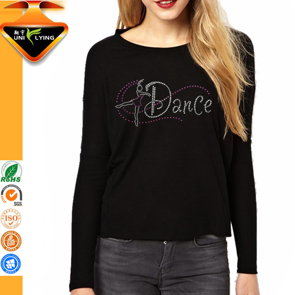 メーカー卸売女の子ダンス ライン ストーン モチーフ tシャツ と綿100%-Tシャツ問屋・仕入れ・卸・卸売り