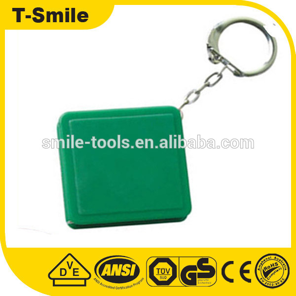 T- 笑顔smtl021プロモーション緑正方形のミニミニギフト巻尺のキーホルダーのテープ-巻尺問屋・仕入れ・卸・卸売り