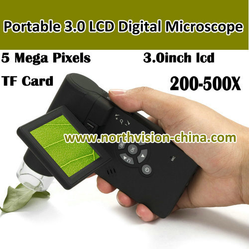 ポータブル液晶デジタル顕微鏡による5.0メートルカメラ、 3.0インチ液晶、 サポートtfカード、 20-500x-顕微鏡問屋・仕入れ・卸・卸売り