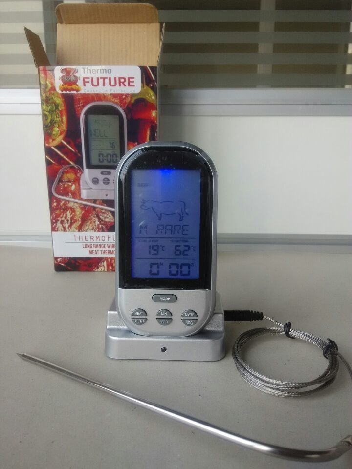 ワイヤレスバーベキューデジタルクッキング温度計と光とタイマー-温度計問屋・仕入れ・卸・卸売り