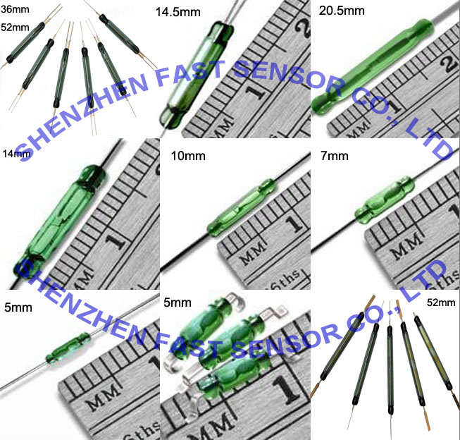 すべてのサイズノーマルオープン/閉じた/切り替えspst/spdt2/3leads金の接触磁気作動緑色のガラスドライリードスイッチのサプライヤ-圧力センサー問屋・仕入れ・卸・卸売り