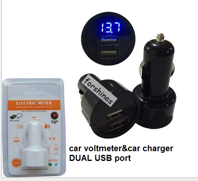 オートユニバーサルusa高品質マイクロデュアルusb車の充電器12v24vusbledデジタル温度計電圧計電圧の充電器-電圧計問屋・仕入れ・卸・卸売り