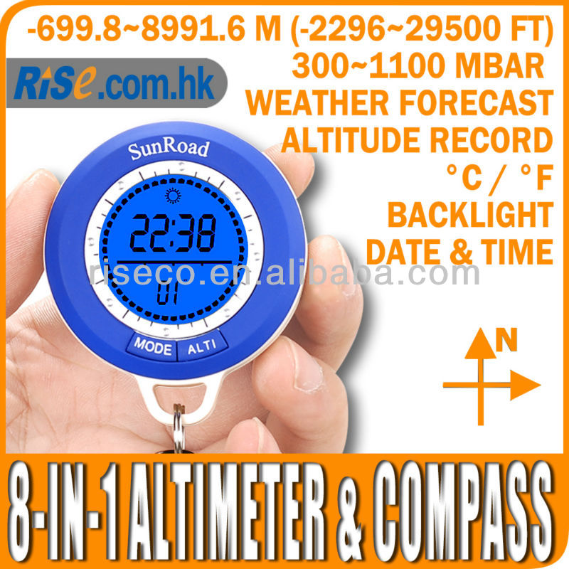 1つの温度計-699~8991mの高度LCDデジタルのコンパスの高度計に付きバロメーター8つ-高さ測定器問屋・仕入れ・卸・卸売り