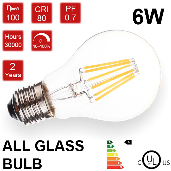 タングステンフィラメントスタイル6w調光led電球の光を置き換えa19e262700k60ワットの白熱灯電球a60e27-LEDの球根ライト問屋・仕入れ・卸・卸売り