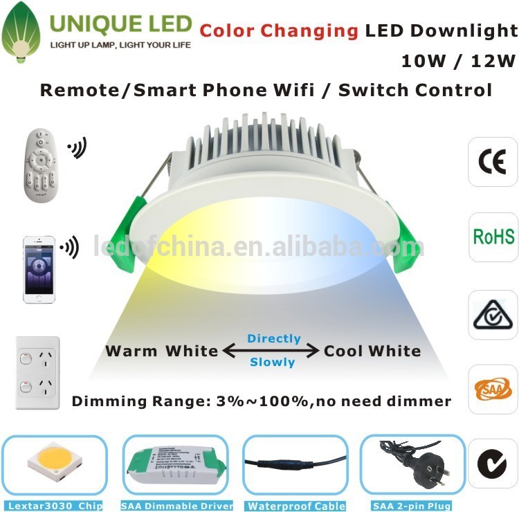 Saa12w2015cerohs指令ledライトダウンライト、 リモート/wifiの制御調光・色の変更12wledダウンライト-LED Downlights問屋・仕入れ・卸・卸売り