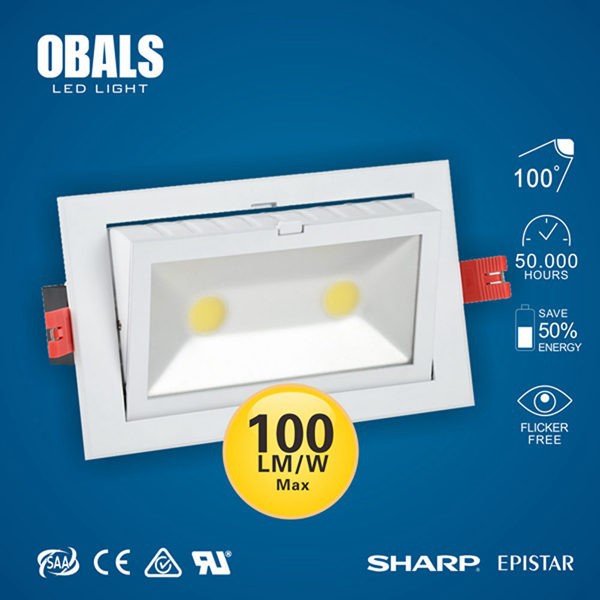 調整可能なcesaa60wハイパワーcobled正方形のダウンライト-LED Downlights問屋・仕入れ・卸・卸売り