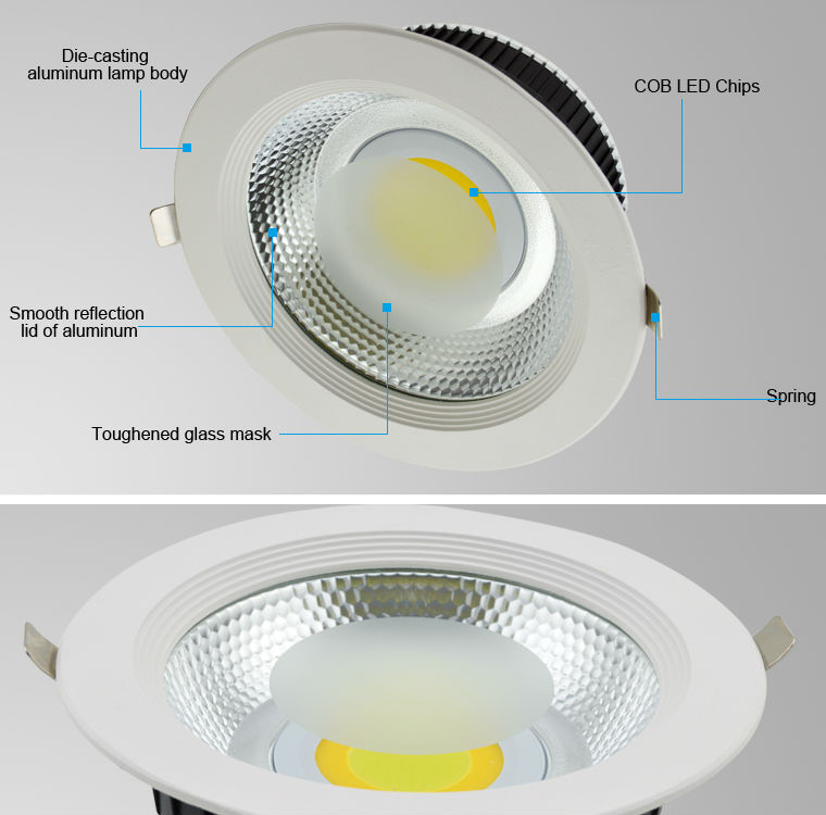 品質ハイパワー30wcobledダウンライト調光可能な、 凹型ledダウンライト、 ledcobダウンライト、-LED Downlights問屋・仕入れ・卸・卸売り
