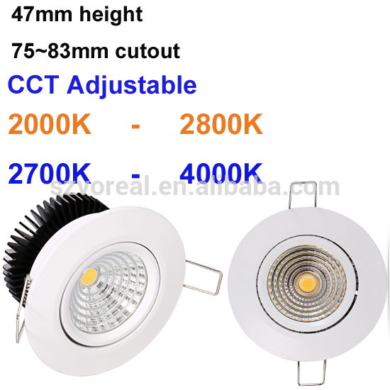 Cct調整可能led天井ダウンライト、9ワット13ワットの表面実装ダウンライトcob cri 90 70ミリメートルを遮断36deg/83ミリメートル切り抜き-LED Downlights問屋・仕入れ・卸・卸売り