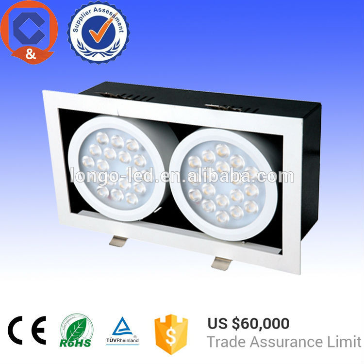 工場供給q&c中国深セン、 超高輝度2x40w2ヘッドグリル凹型ledダウンライト器具-LEDのグリルはつく問屋・仕入れ・卸・卸売り