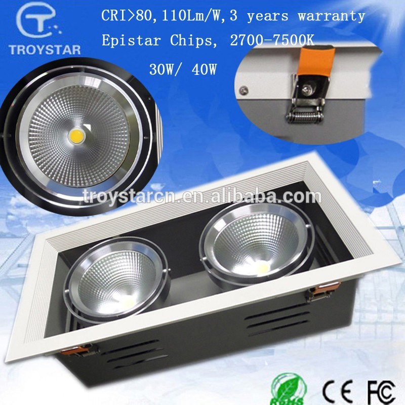 2*15w/2*20w30w/40waluminum+glass凹型cob40w調節可能なledダウンライト-LEDのグリルはつく問屋・仕入れ・卸・卸売り