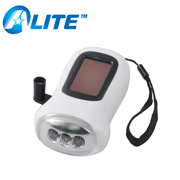 バッテリーフリーハンドクランク3グリーン電力ソーラーledトーチ-LED懐中電灯問屋・仕入れ・卸・卸売り