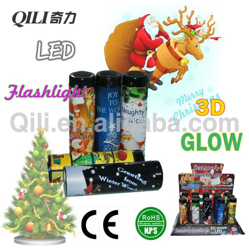 季節のご挨拶3dグロー9led懐中電灯、 バルクled懐中電灯ストラップ付き-LED懐中電灯問屋・仕入れ・卸・卸売り