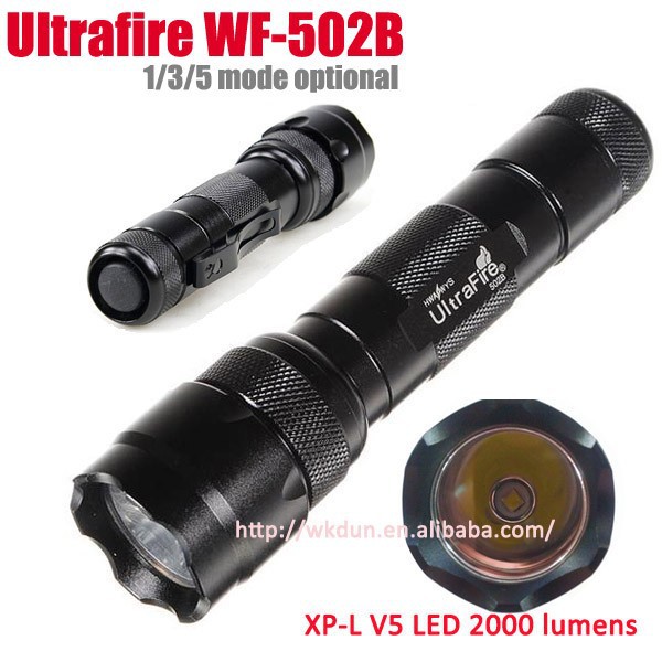 ホットな新製品2014のultrafire wf-502b XP-L v5 1a led 5モード2000ルーメンled懐中電灯トーチ-LED懐中電灯問屋・仕入れ・卸・卸売り