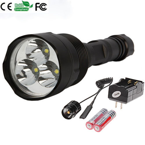 3800lm 3x xm-l t6 led懐中電灯ズーム可能なled懐中電灯トーチライト狩猟ライト5モード+圧力スイッチ+ 3 バッテリー+充電器-LED懐中電灯問屋・仕入れ・卸・卸売り
