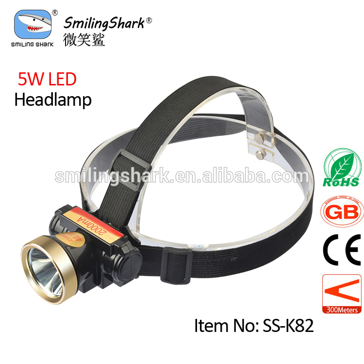 笑顔シャーク中国工場充電式ledヘッドライト鉱夫ランプ長距離充電式防水ヘッドランプ-LED懐中電灯問屋・仕入れ・卸・卸売り