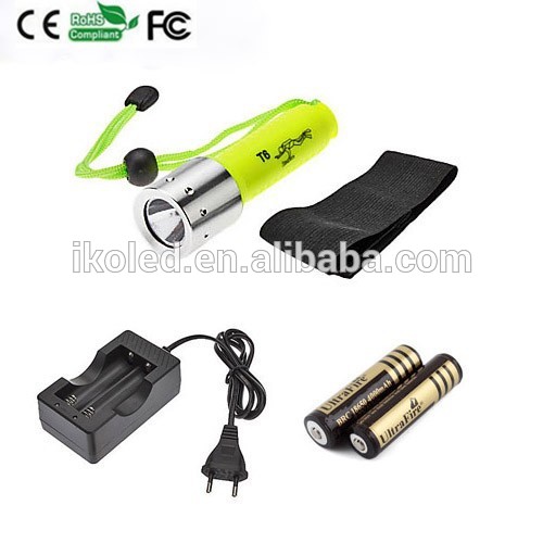 ハイパワーledxmlt63モード2000lm白色光ledトーチダイビングflashlight+2x18650battery+charger3000マージャン-LED懐中電灯問屋・仕入れ・卸・卸売り