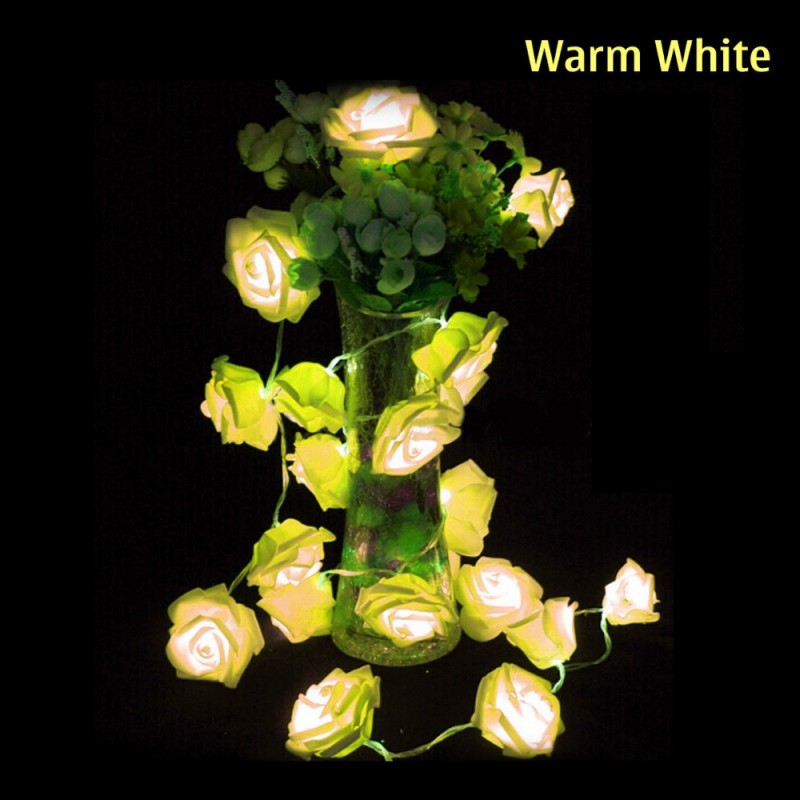 ledは花のバラ20ストリングライト結婚式クリスマスの装飾ガーデンパーティー暖かい白-LEDの軽いひも問屋・仕入れ・卸・卸売り
