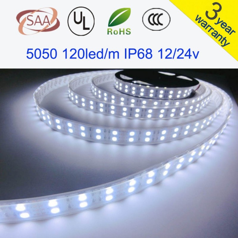 120 leds/メートル複列smd 5050 led ストリップ 12 ボルト シリコン チューブ防水柔軟な ライト 5 メートル/ロット-問屋・仕入れ・卸・卸売り