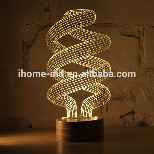 2016新しい3dアクリル夜灯木製テーブルランプusb ledライトホームデコクリエイティブギフト-ナイトライト問屋・仕入れ・卸・卸売り
