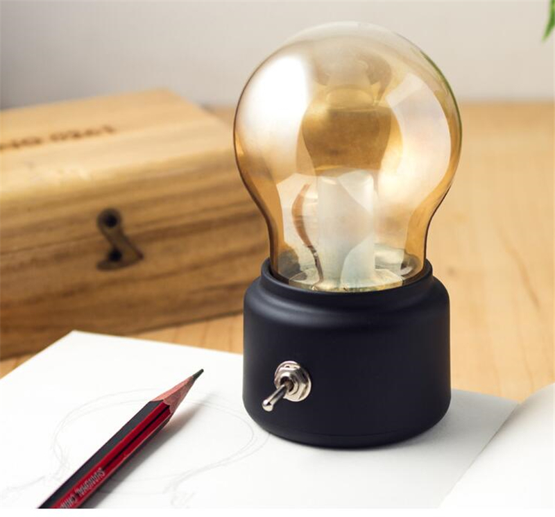 CT-715レトロ小さなランプ電球usb充電テーブルランプ古典的なメタリックガラス雰囲気常夜灯-テーブルランプ、読書灯問屋・仕入れ・卸・卸売り