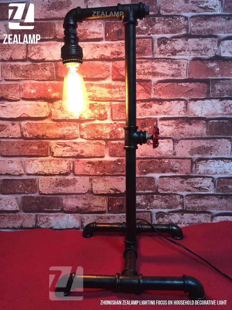 産業スタイルスチームパンクパイプライトエジソンランプパイプのテーブルランプ-テーブルランプ、読書灯問屋・仕入れ・卸・卸売り