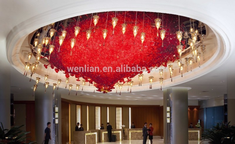 エレガントな赤いガラス装飾的なクラフトプロジェクトの照明-シャンデリア、ペンダントライト問屋・仕入れ・卸・卸売り