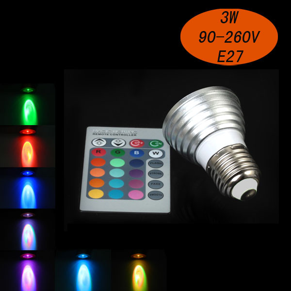 価格e27exw3wrgbリモコンac90-260v連１６色rgbのledスポット電球-LEDの球根ライト問屋・仕入れ・卸・卸売り