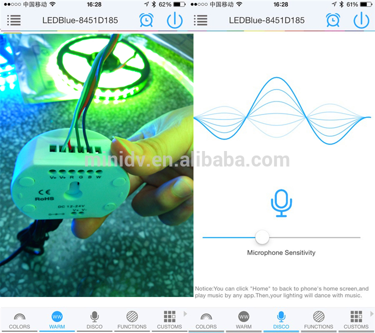 新しい到着の安い4chrgbwledストリップライトブルートゥース英語とコントローラを導いた、 フランセ、 エス、 iosアプリアンドロイド・イタリアーノ-調光器問屋・仕入れ・卸・卸売り