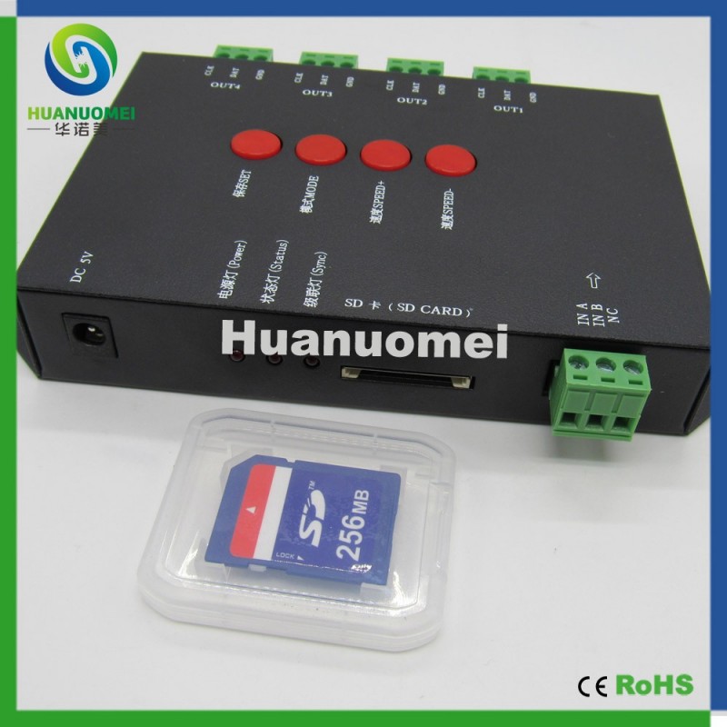 T-4000S ledピクセルコントローラsdカード、t-フルカラーledコントローラ; 4ports * 1024ピクセル最大4096ピクセル、でdc5v 2aアダプタ送料-調光器問屋・仕入れ・卸・卸売り