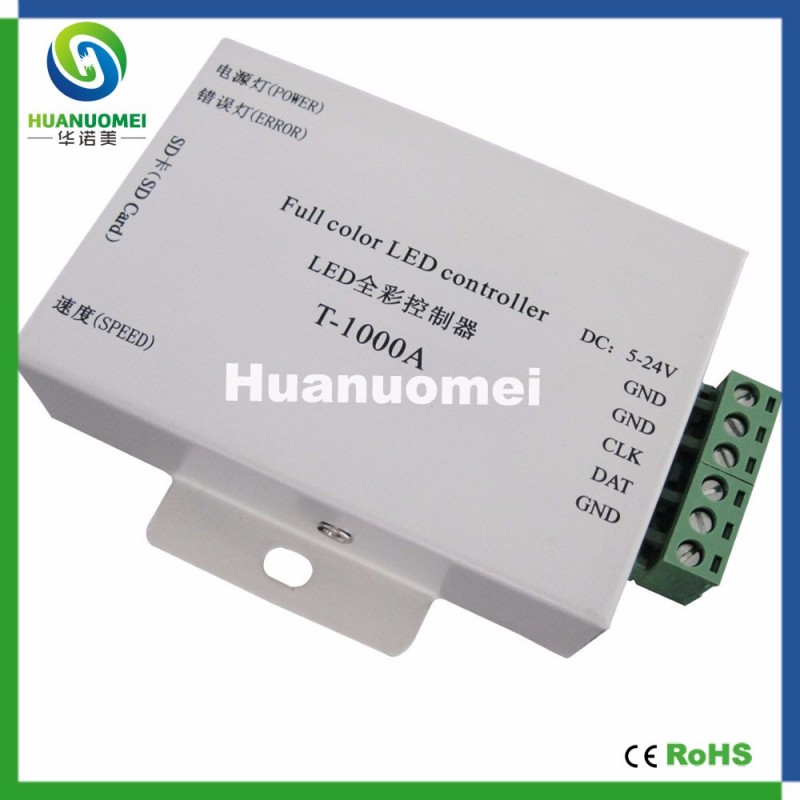 SdカードT-1000A ledピクセルコントローラ、フルカラーledコントローラ; dc5〜24ボルト、マックス2048ピクセル、サポートws2801、lpd6803、ws2811、TM1804etc。-調光器問屋・仕入れ・卸・卸売り