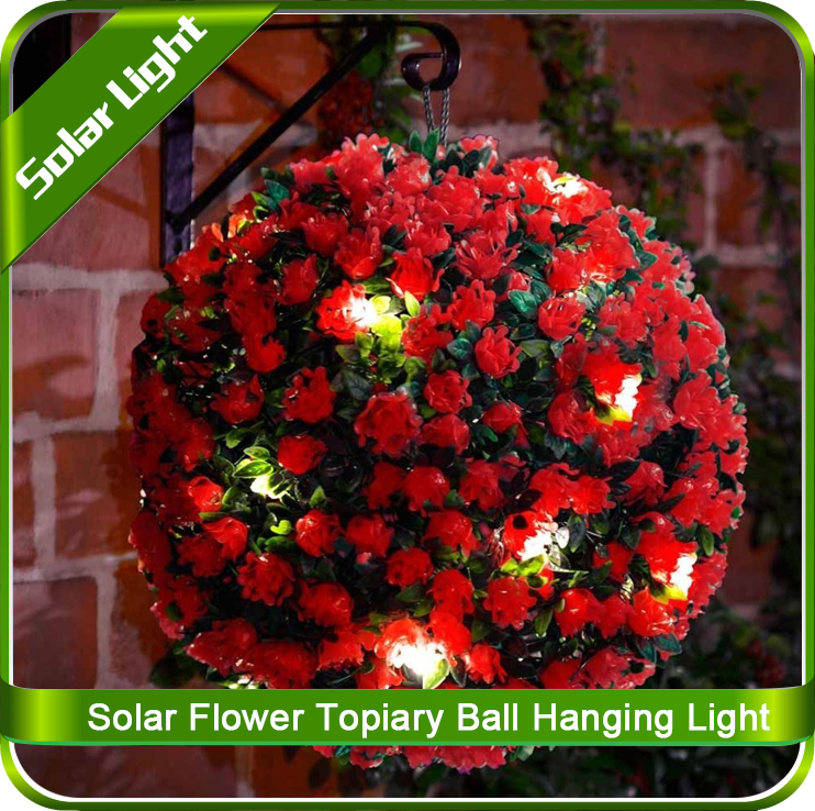 太陽光発電の赤いバラ28センチメートル20ledライトが付いトピアリーボール-ソーラーライト問屋・仕入れ・卸・卸売り