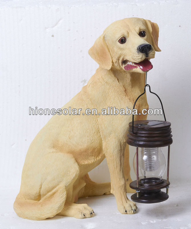 Polyresinラブラドル犬のランタンが付いている太陽軽いpolyresinライト-芝生用ランプ問屋・仕入れ・卸・卸売り