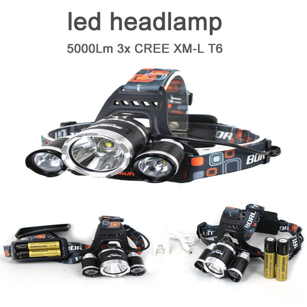高ルーメンズーム可能な3x xm-l t6 led充電式ヘッドランプ5000ルーメン-LEDヘッドライト問屋・仕入れ・卸・卸売り