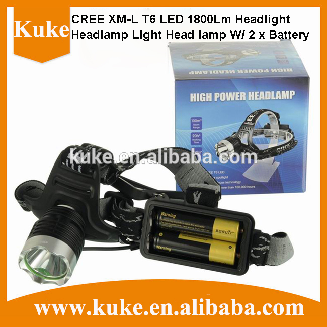 新しい1xクリーxm-lt61800ＬＭヘッドライトは充電式導いた前照灯をヘッドランプw/2xバッテリー-LEDヘッドライト問屋・仕入れ・卸・卸売り
