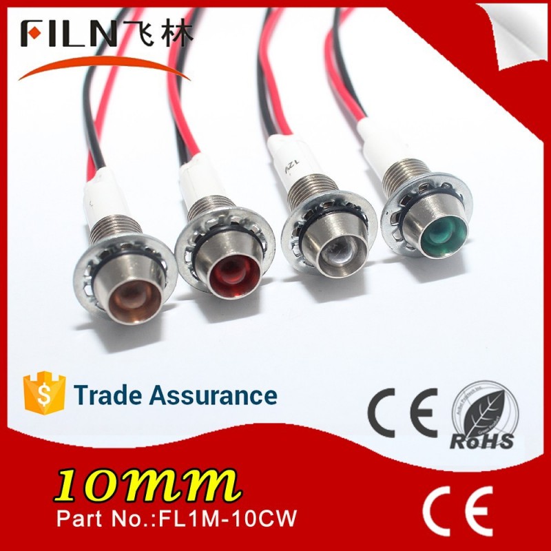 金属10mm110v220v非- ポーラー赤色led高電圧信号リード線とパイロットランプの光-装置の表示燈問屋・仕入れ・卸・卸売り