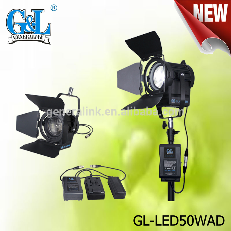 グローバルデビューバッテリ駆動ledビデオフレネルスポットライトGL-LED50WAD-ビデオライト問屋・仕入れ・卸・卸売り