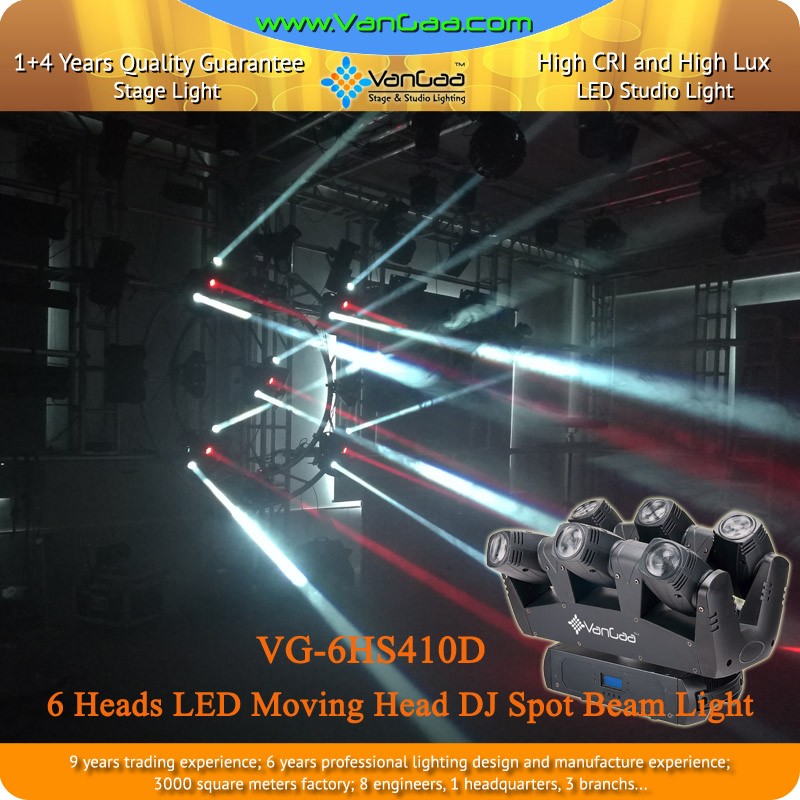 Vangaa高費用対効果舞台照明6ヘッドledムービングヘッドdjスポットビーム光-ビームはつく問屋・仕入れ・卸・卸売り