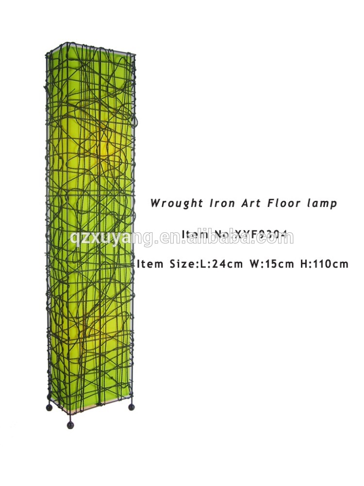 現代euグリーン卸売長方形籐ガーデンスタイル紙家の装飾ランプシェードled床立ちランプ-フロアスタンド問屋・仕入れ・卸・卸売り
