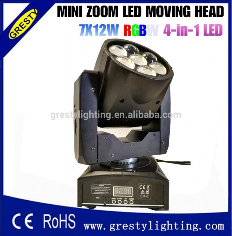 高電力7 × 12ワットledミニヘッド移動ライト7ピース12ワットrgbw 4 in1を動かす主導ヘッドビーム&洗浄-移動ヘッドライト問屋・仕入れ・卸・卸売り