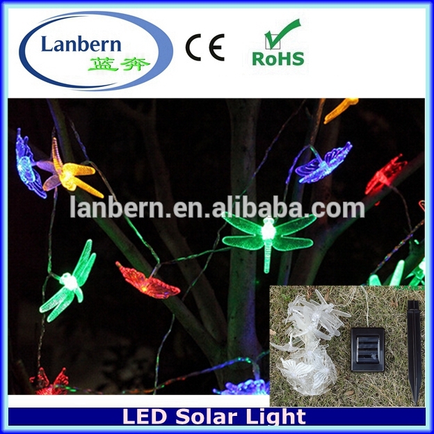休日ip442016熱いクリスマス蝶とトンボ202.9メートルのledledストリング屋外太陽パワーバタフライランプ-パーティー、祭り用照明問屋・仕入れ・卸・卸売り