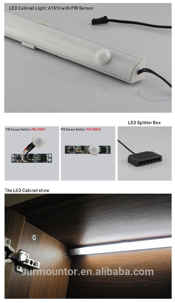 熱い販売led付きキャビネットライトpirセンサーledキャビネットライトアルミ-LEDのキャビネットはつく問屋・仕入れ・卸・卸売り