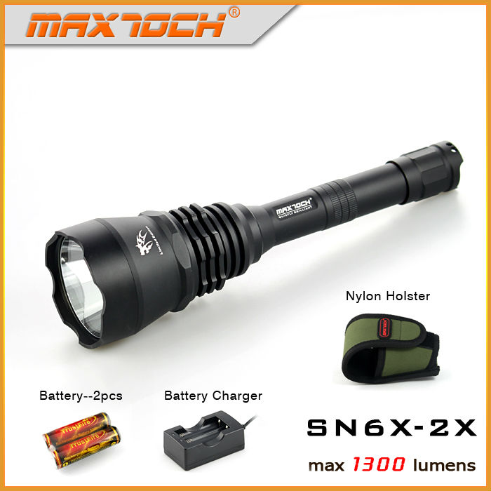 Maxtochsn6x-2x2pc186501300ルーメン電池、 高電力長距離led戦術的な懐中電灯-LED懐中電灯問屋・仕入れ・卸・卸売り