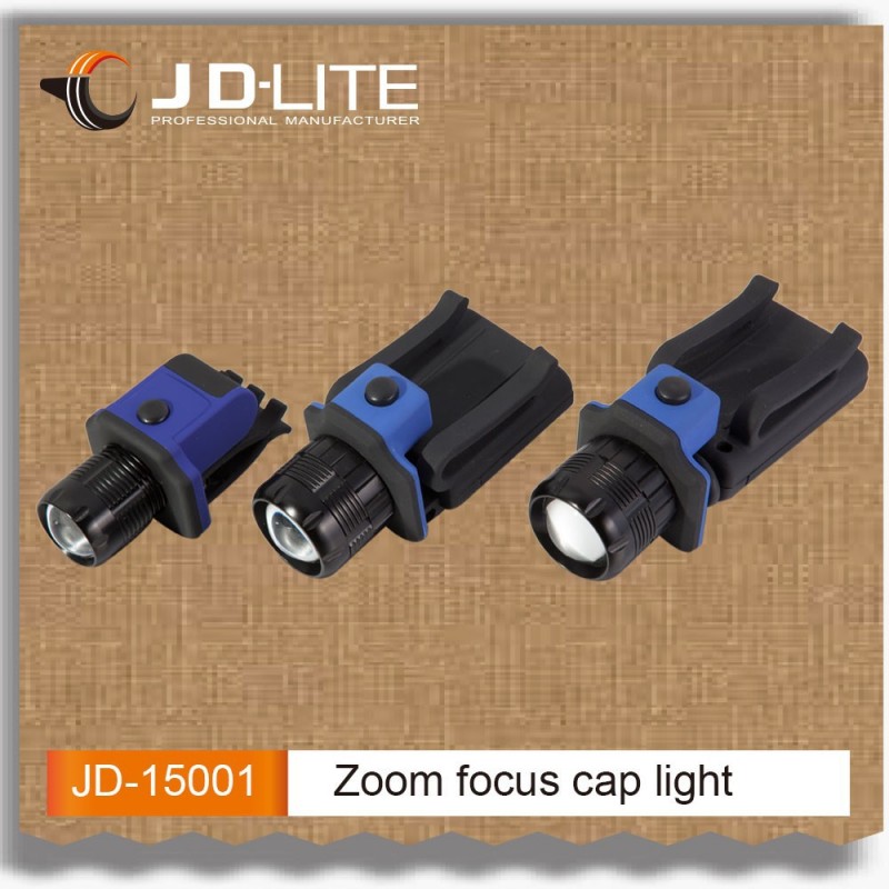 ズーム焦点ハイパワーledキャップライトを調整することができで角をクリップすることができ簡単にキャリー-LED懐中電灯問屋・仕入れ・卸・卸売り