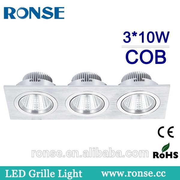 3*10ワットled cobグリルスポットライト3頭銀ハウジング(RS-2101-3 (c))-LEDのグリルはつく問屋・仕入れ・卸・卸売り