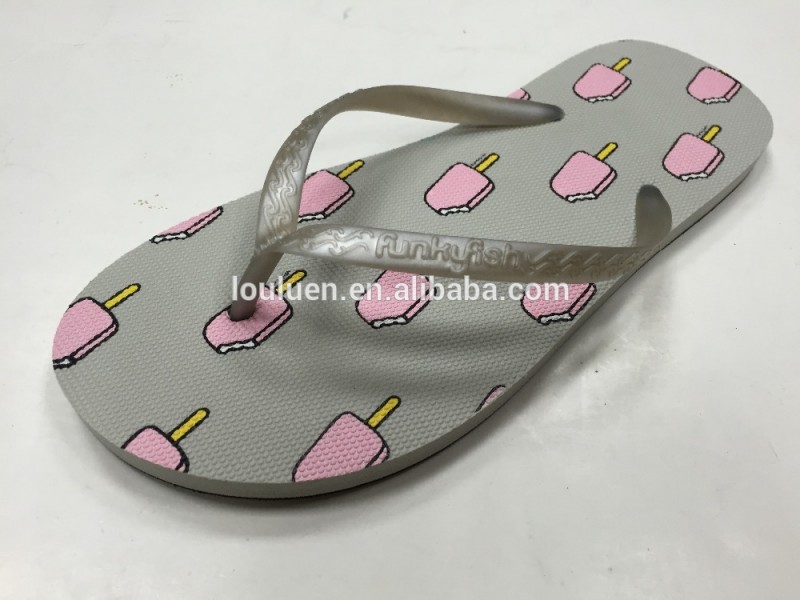 663 louluen熱伝達印刷女性ファンシー カスタム プリント フリップ · フロップ-スリッパ問屋・仕入れ・卸・卸売り