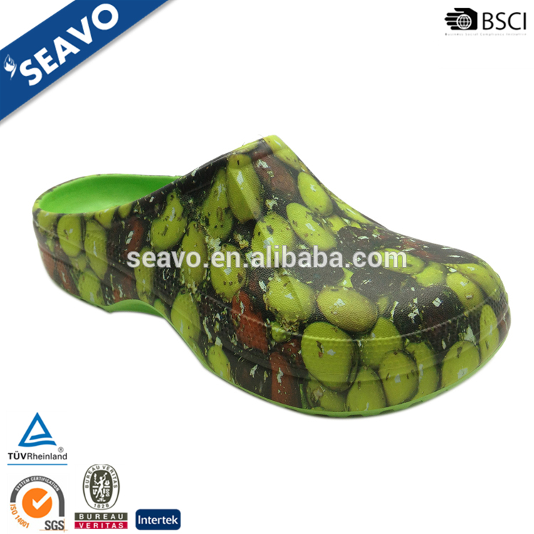 Seavo 2016安いグリーン活発な柄アッパーデザインeva園芸クロッグシューズ用女性-クロックス問屋・仕入れ・卸・卸売り