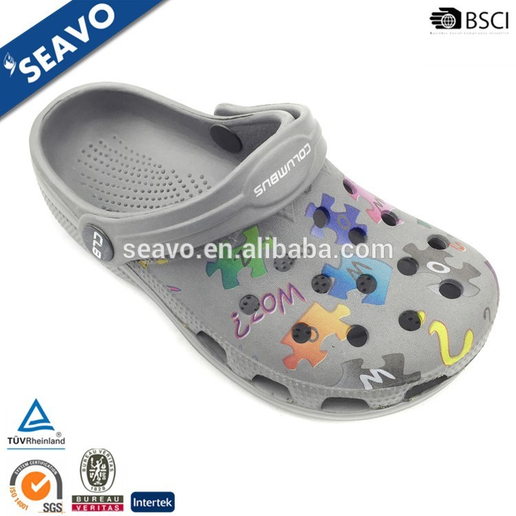 Seavo 2016安いすべてのサイズ男の子グレー転送印刷evaガーデン下駄-クロックス問屋・仕入れ・卸・卸売り